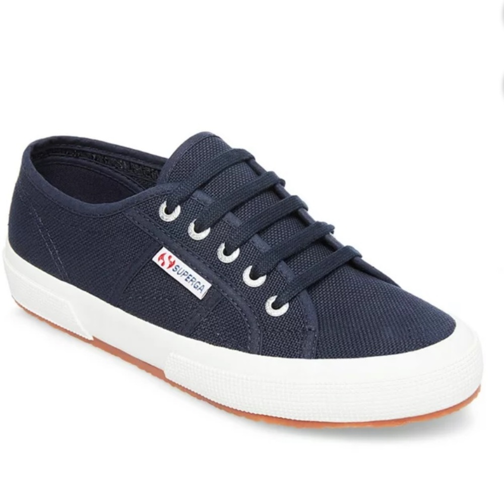 Superga 41 9.5US Cotu Classic Black and Cream Rubber Sole Sneaker Casual…